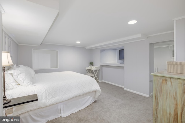 4901 Stillwell Ave, Alexandria, VA 22309 - bedroom with baseboards, ornamental molding, carpet flooring, and recessed lighting