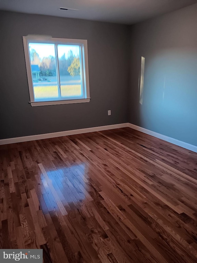 spare room featuring wood-type flooring