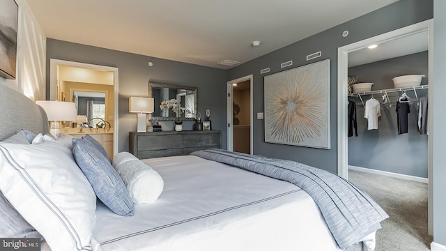 bedroom featuring a closet and carpet floors