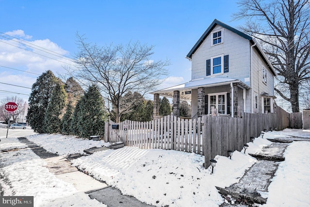 view of front property with covered porch