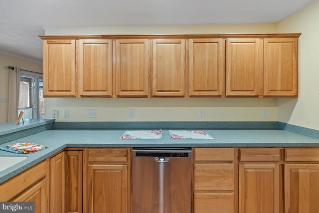 kitchen with dishwasher and crown molding