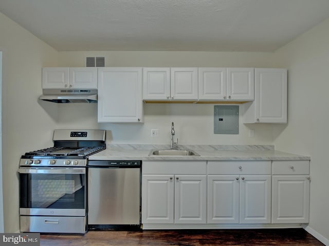 kitchen featuring white cabinetry, sink, and stainless steel appliances