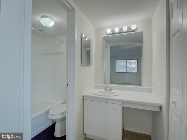 full bathroom with vanity, toilet, and shower / bath combination