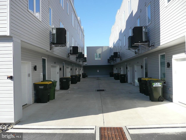 exterior space with a garage