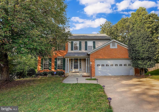 view of front property featuring a front lawn and covered porch