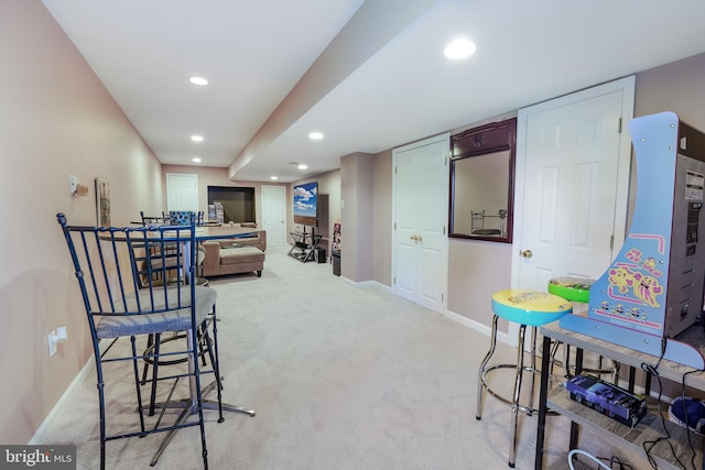 interior space with light colored carpet