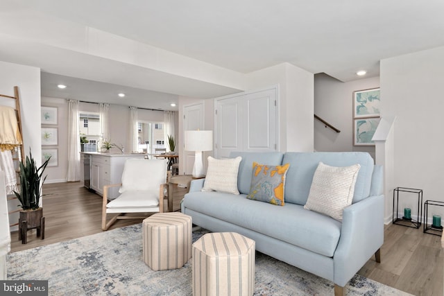 living room featuring light hardwood / wood-style flooring