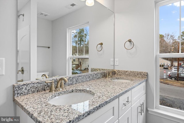 bathroom with vanity and toilet