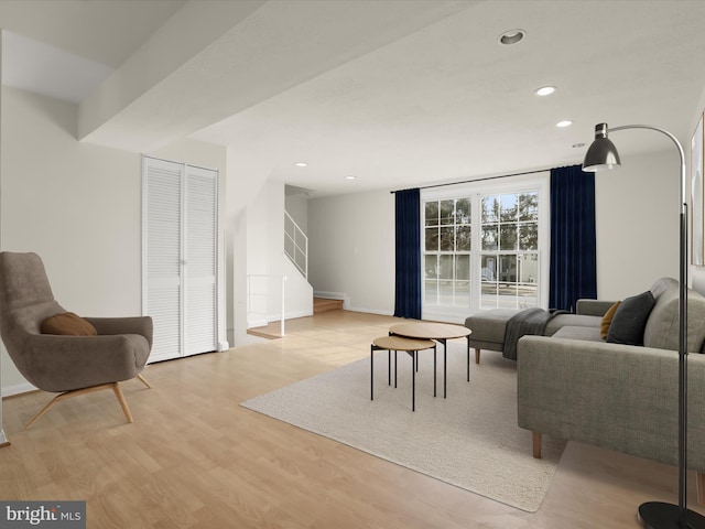 living room with light wood-type flooring