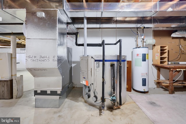 utility room featuring electric water heater