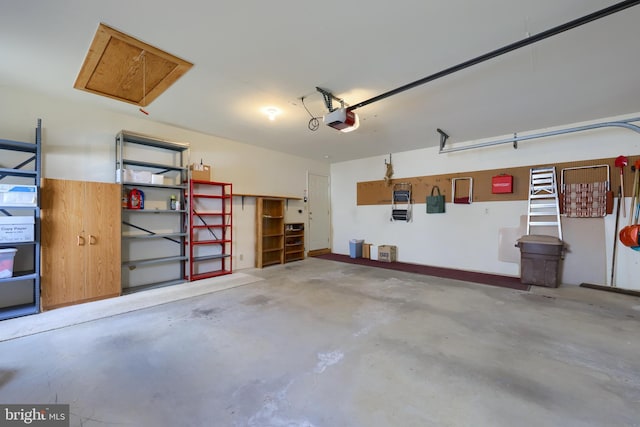 garage with a garage door opener