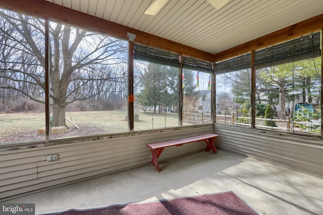 view of unfurnished sunroom