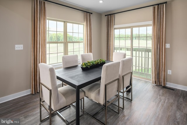 dining room featuring dark hardwood / wood-style flooring