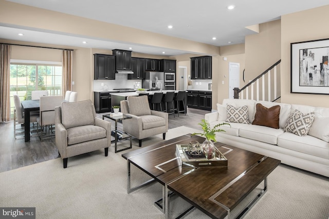 living room featuring light hardwood / wood-style floors