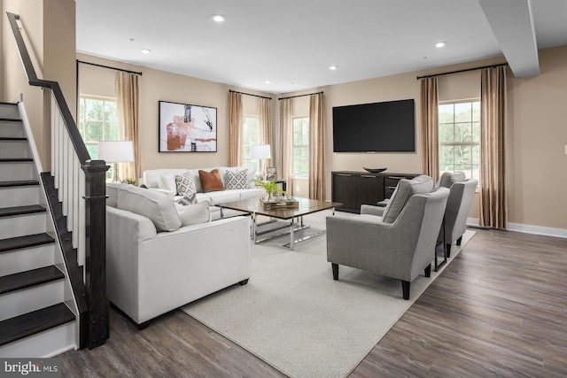 living room with wood-type flooring