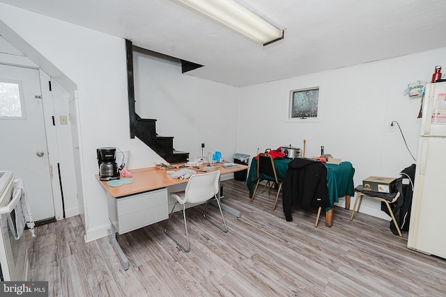 office space featuring light hardwood / wood-style floors