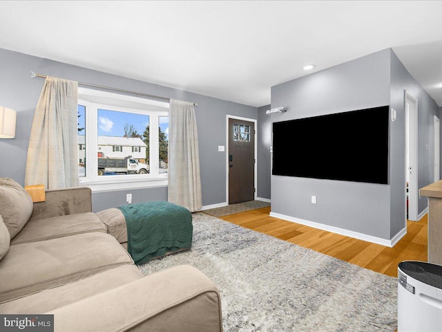 living room with hardwood / wood-style flooring