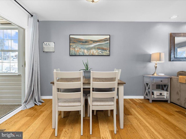 dining area featuring light hardwood / wood-style floors