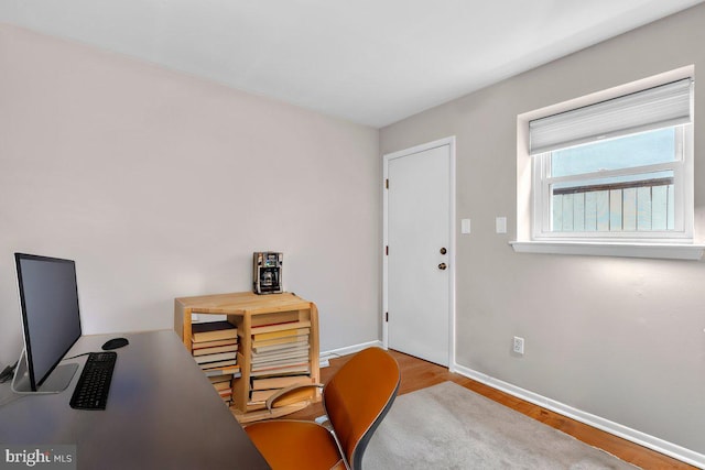 office area featuring hardwood / wood-style floors