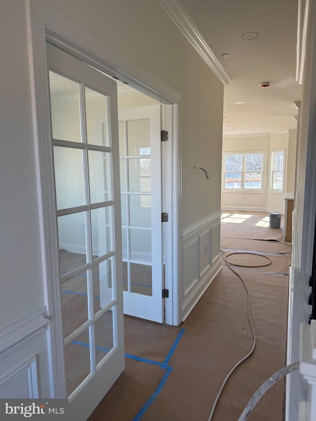 hall with crown molding