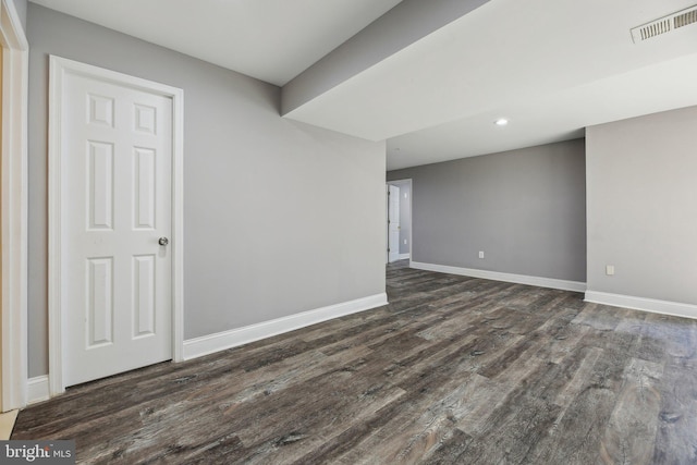 spare room featuring dark hardwood / wood-style floors