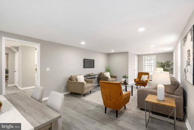 living room featuring light wood-type flooring