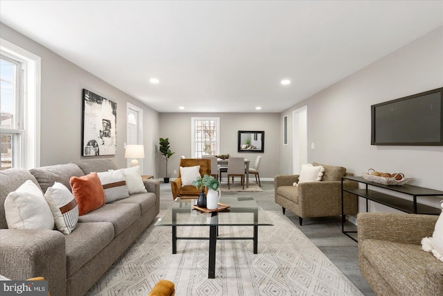 living room featuring light hardwood / wood-style flooring