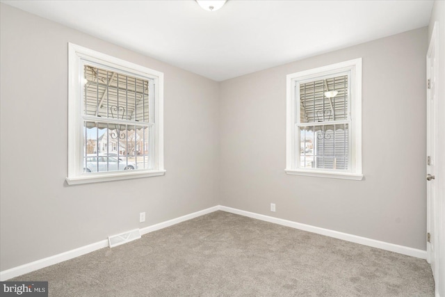 carpeted spare room with a wealth of natural light