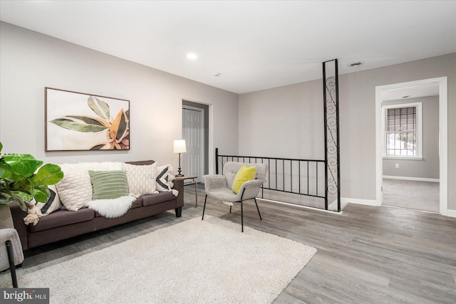 living room with hardwood / wood-style floors