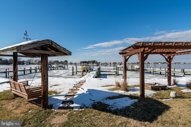 view of dock featuring a water view