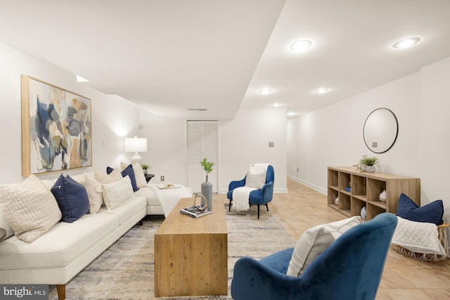 view of tiled living room