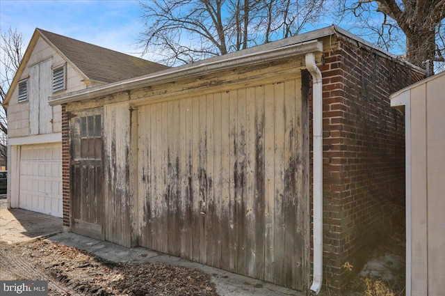 exterior space featuring a garage