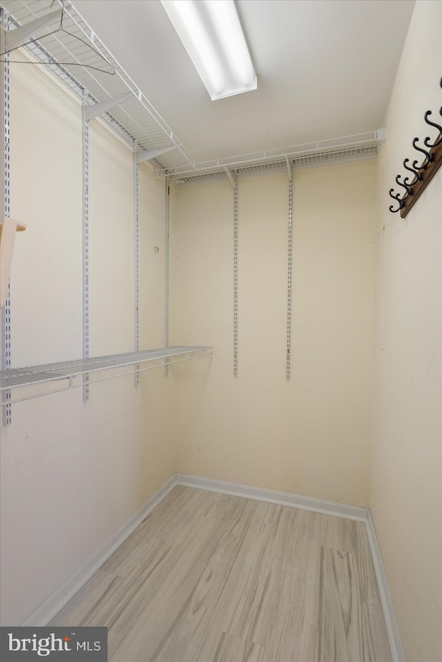 walk in closet with hardwood / wood-style floors