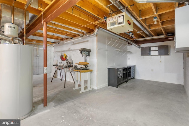 basement with water heater