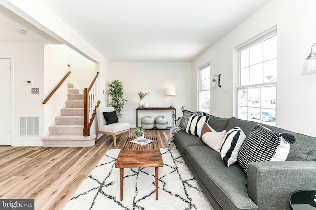 living room featuring hardwood / wood-style flooring