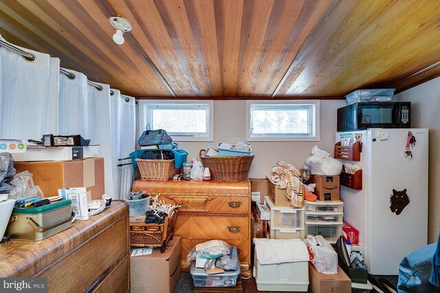 misc room with wooden ceiling