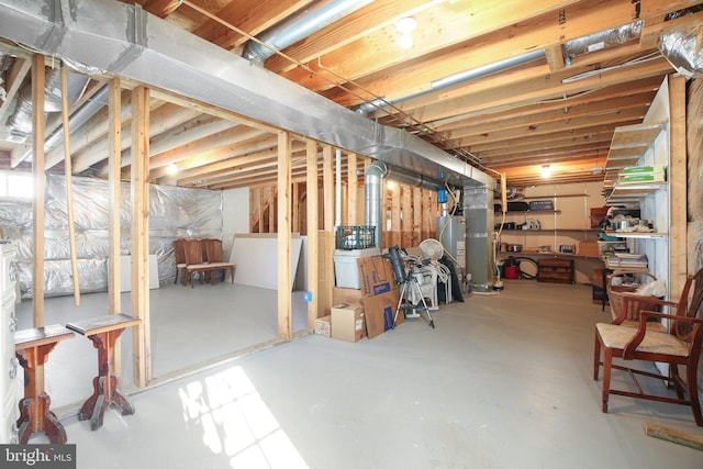 basement with water heater