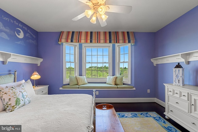 40959 Pacer Ln, Paeonian Springs, VA 20129 - bedroom featuring dark wood-type flooring, ceiling fan, and baseboards