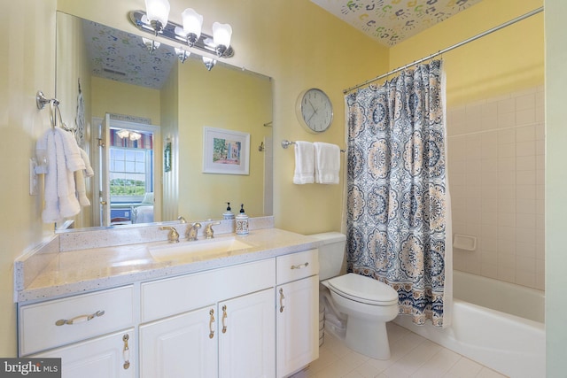 40959 Pacer Ln, Paeonian Springs, VA 20129 - full bath with toilet, vanity, shower / bath combination with curtain, and tile patterned floors