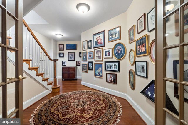 40959 Pacer Ln, Paeonian Springs, VA 20129 - entryway with wood finished floors, stairs, and baseboards
