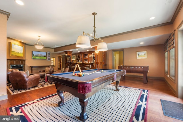40959 Pacer Ln, Paeonian Springs, VA 20129 - game room featuring ornamental molding, wood finished floors, pool table, and baseboards