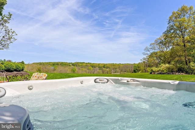 40959 Pacer Ln, Paeonian Springs, VA 20129 - exterior details with a hot tub and a forest view