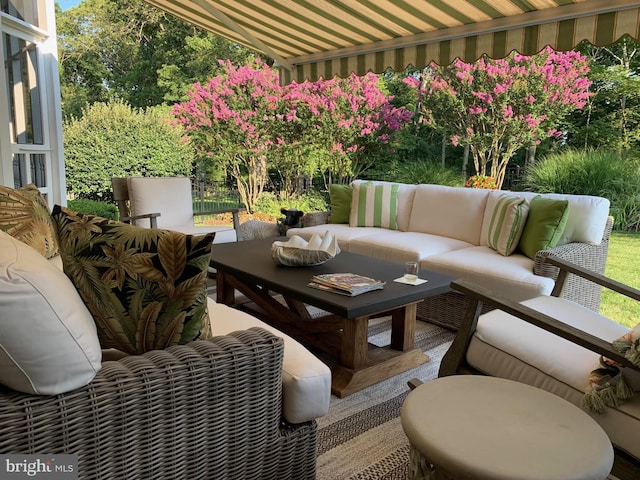 view of patio / terrace featuring an outdoor living space