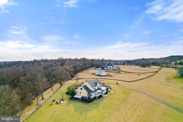 drone / aerial view featuring a rural view