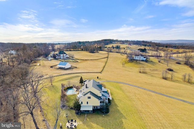 drone / aerial view featuring a rural view