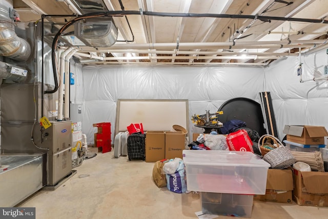 basement with water heater