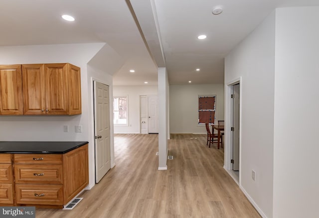 kitchen with light hardwood / wood-style floors