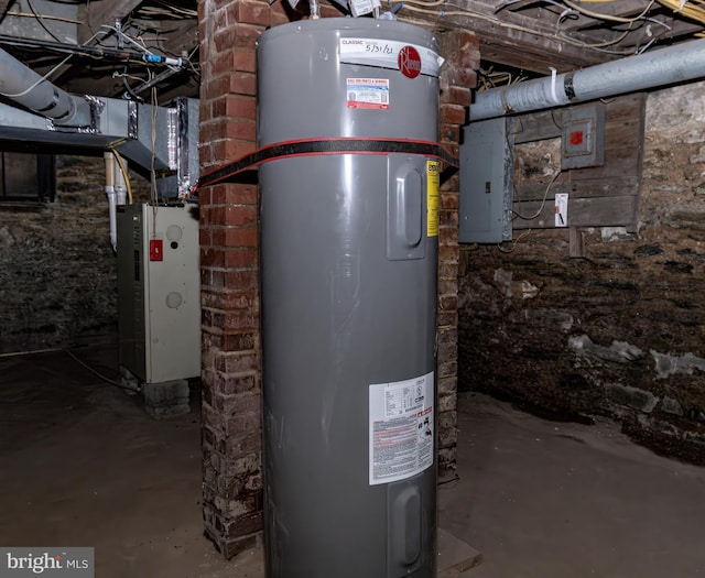 utilities with electric panel and electric water heater