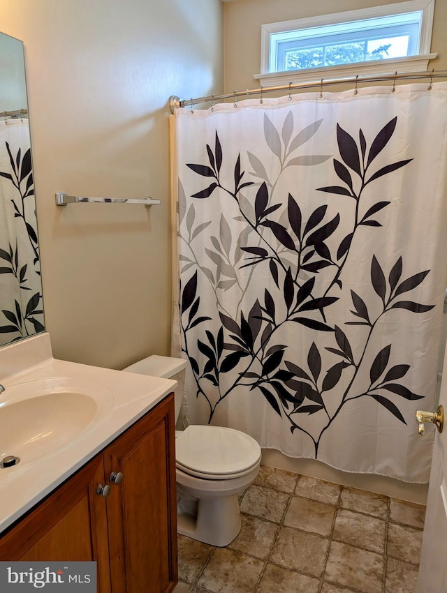 bathroom with toilet and vanity