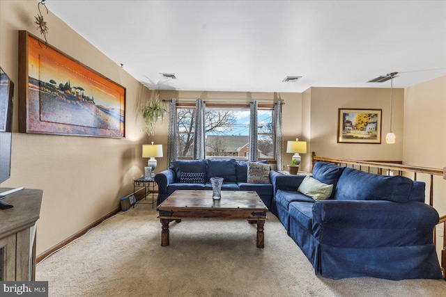 living room with carpet flooring